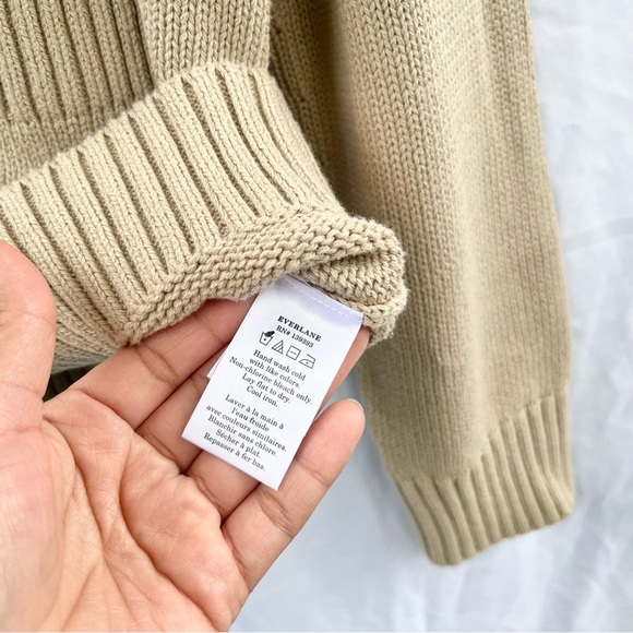 EVERLANE | COTTON CHORE SWEATER JACKET IN TRENCH COAT KHAKI MEDIUM - Picture 10 of 11